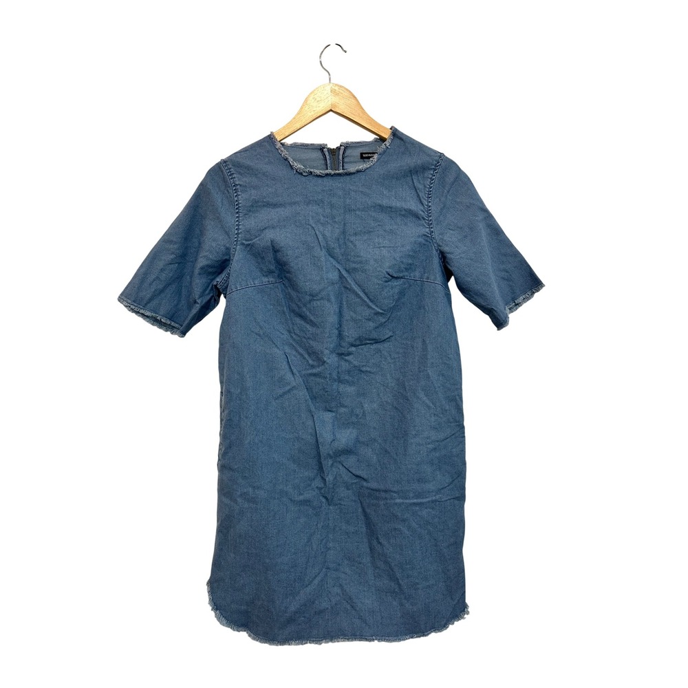 Who What Wear Denim Dress Blue Small 100% Cotton Short Sleeve Western Americana